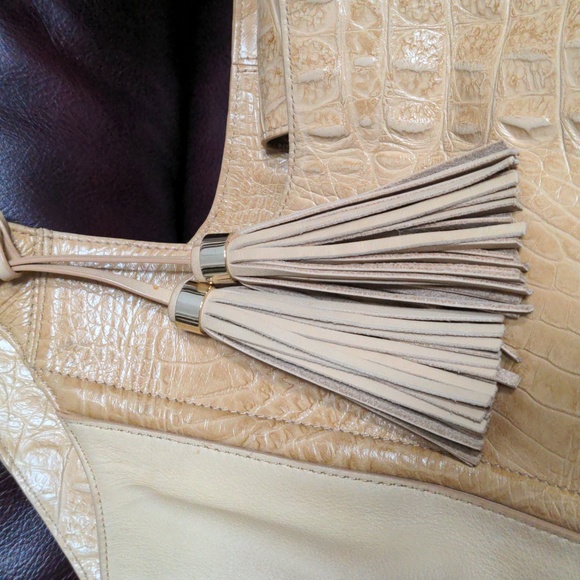 Brahmin Carla Tan Crocodile Embossed Tote Bag - Picture 3 of 7